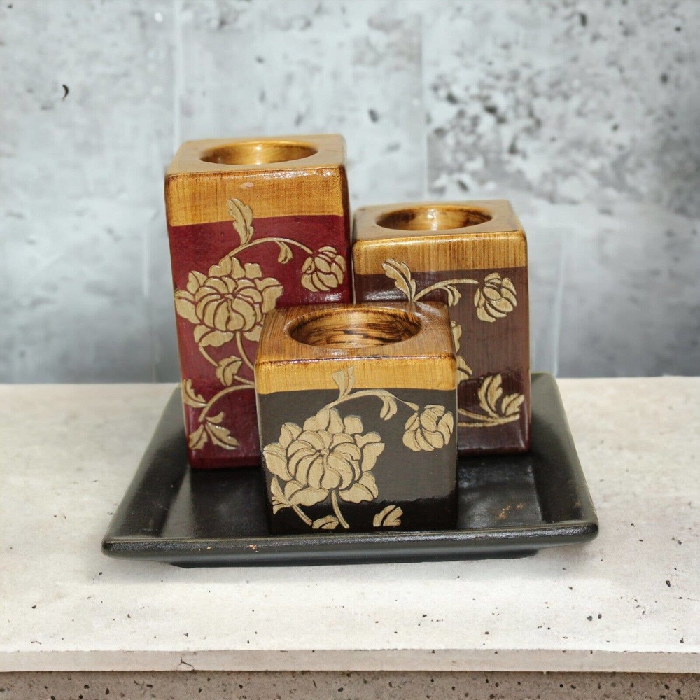 Interiors By Design Ceramic Tea Light Candle Holders with Plate Flowers